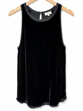 Aritzia Wilfred Silk Blend Velvet Tank Top Black Sleeveless Keyhole Back  Small